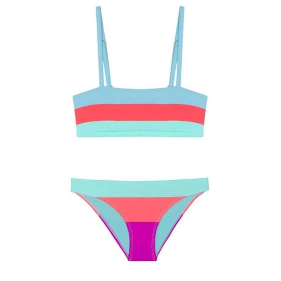 NWT PIlyq PQ 8 Girls Splash Color Block Bikini 110789